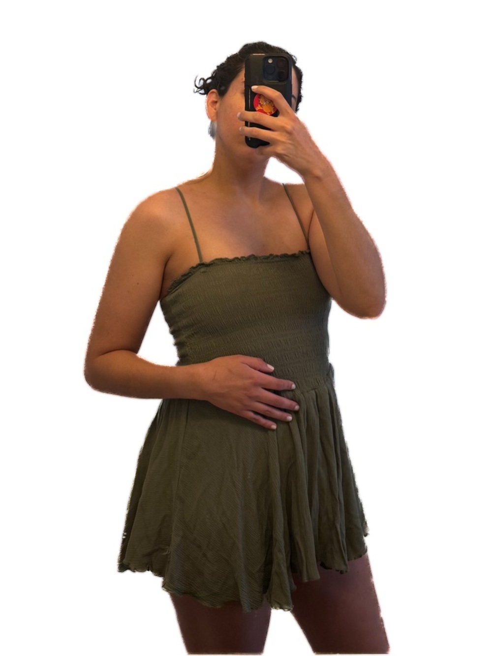 Olive Green Smocked Sun Dress